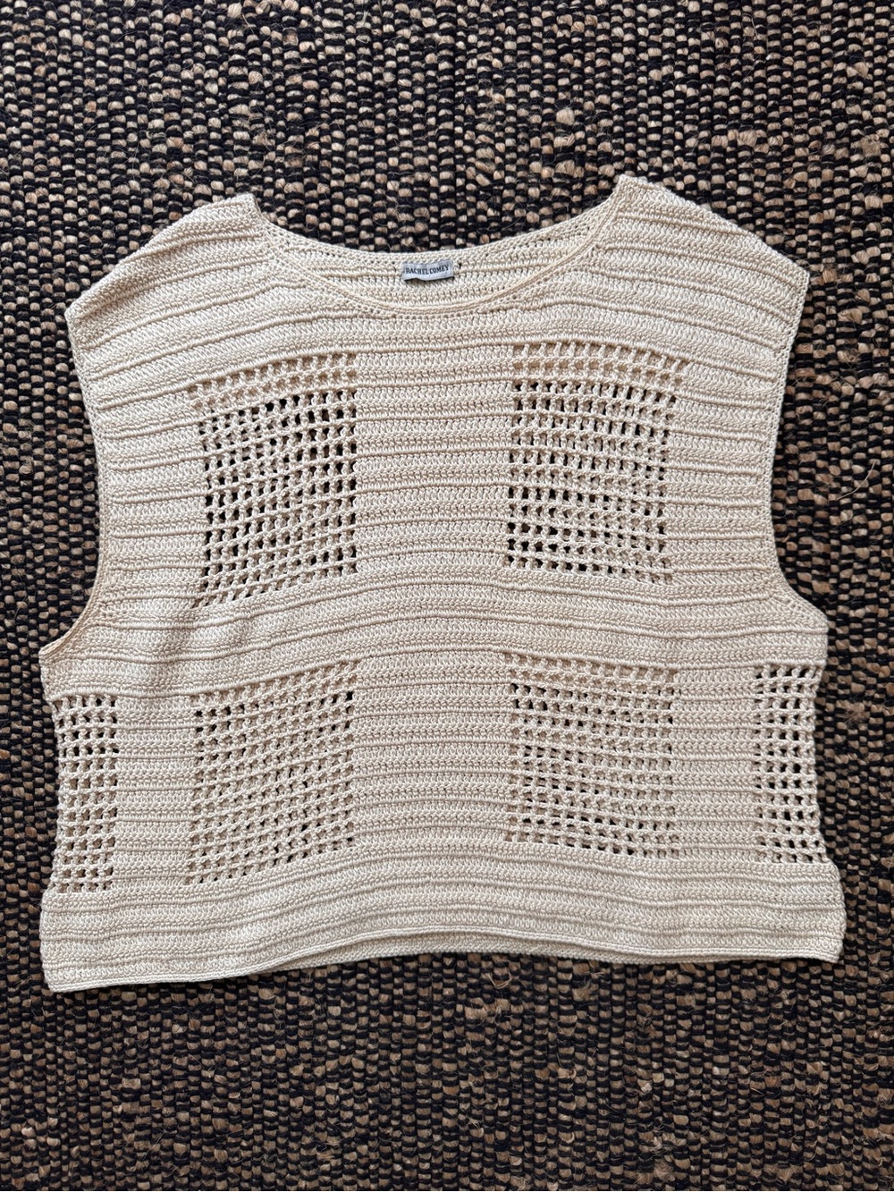 Rachel Comey Cream Crochet Boxy Crop Top